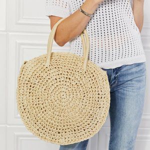 Justin Taylor Beach Date Straw Rattan Handbag in Ivory
